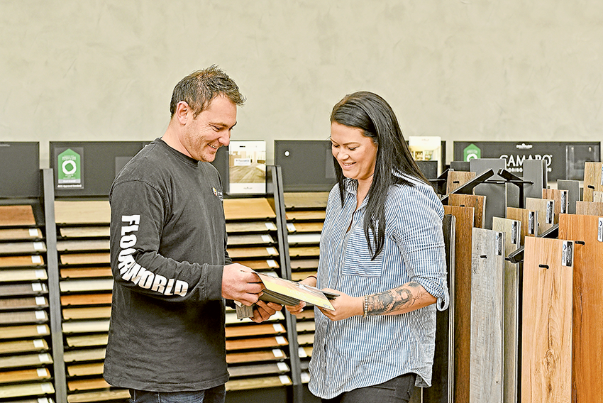 EXPANSIVE RANGE OF FLOORING… Speak to H&T Floorworld business owners, Tim Polis and Christie Barnes about your flooring needs. Photo: Sharelle Jarvis.