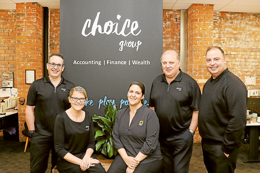 TALK TO THE EXPERTS… From left, Choice Group director, Darren Green, property manager, Hollie Wood, new homes co-ordinator, Elysia Fallon, finance broker, Jim Surkitt and property manager, Shawn Newby. Photo: Katelyn Morse.