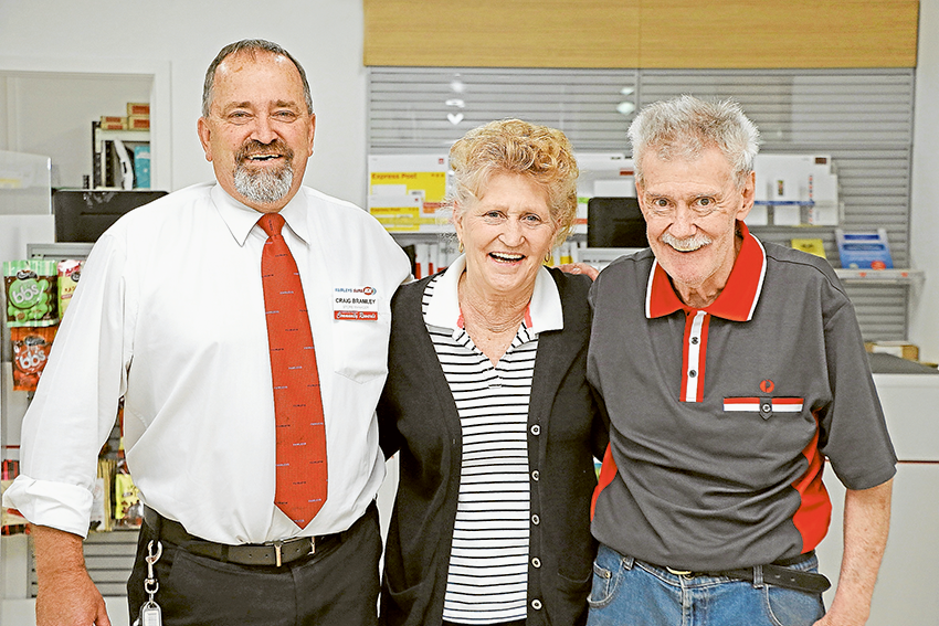 SUPA SERVICE WITH A SMILE… From left, Fairleys SUPA IGA store manager, Craig Bramley, Australia Post Shepparton North Post Office licensees, Dianne Colbert and Tom Colbert are excited by the new move. Photo: Katelyn Morse.
