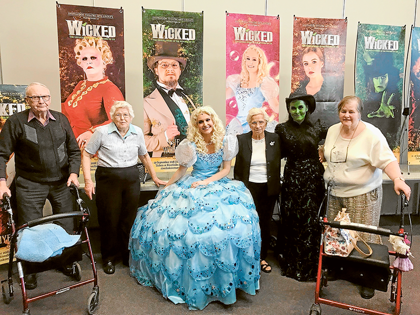 A ‘WICKED’ EXPERIENCE… Mercy Place residents were given a treat recently, when they got up close with the cast from the local production of Wicked. Photo: Supplied.