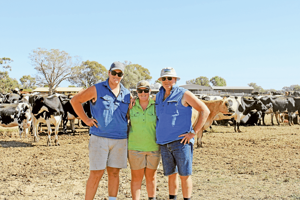 MORE EFFICIENT FARMING… Farmers, Paul Mundy with his children, Rupert and Georgia. Photo: Supplied.
