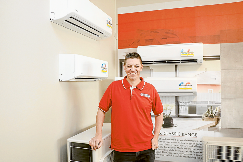 ALL SET FOR A COOL SUMMER… Specialized Heating and Cooling Shepparton office manager, Adrian Hamer. Photo: Katelyn Morse.