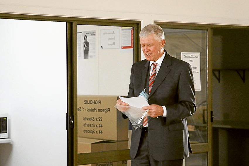CANDIDATES ORDER ON BALLOT… Victorian Electoral Commission election office manager, Mick Bastian read out the ballot paper order for the upcoming election at the reveal last week. Photo: David Lee.