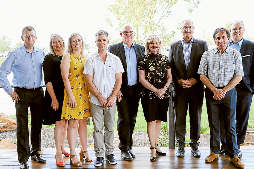 MOVING FORWARD WITH MUSEUM… From left, MOVE curator, Shaun Leonard, MOVE board member, Carrie Donaldson, MOVE operations manager, Jenna Buzza, outgoing curator, Graeme Balfour, MOVE board deputy chairman, Peter Hill, Greater Shepparton City Council Mayor, Cr Kim O’Keeffe, Federal Member for Murray, Damian Drum, local businessman, Jim Andreadis and MOVE board chairman, Ben Goodall. Photo: Will Adams.