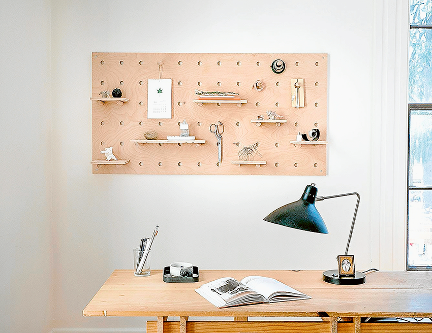 INTERESTING WALL... Store your items in a modern and unique way by making one of these peg boards for your wall. Photo: Supplied.
