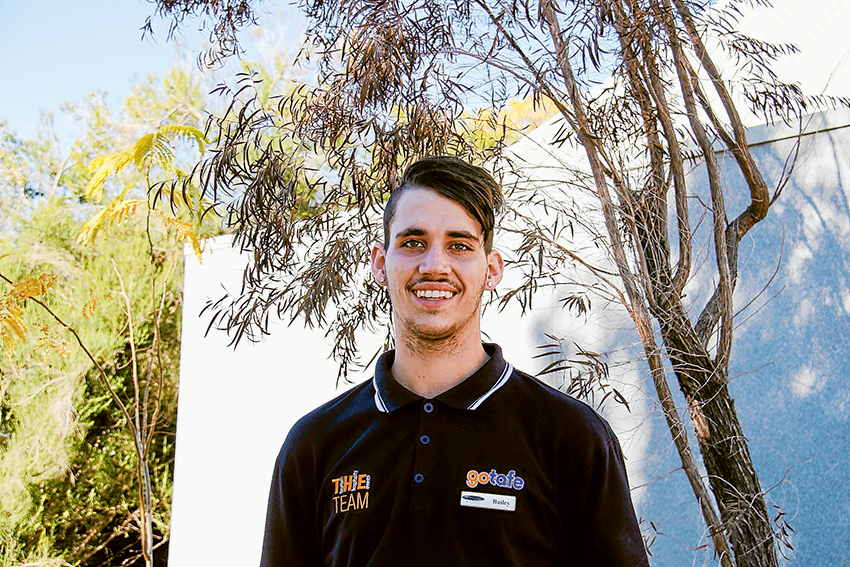 REACHING FULL POTENTIAL… The future looks bright for GOTAFE student Bailey Cooper, who changed his preference from carpentry to hospitality. Photo: Supplied.