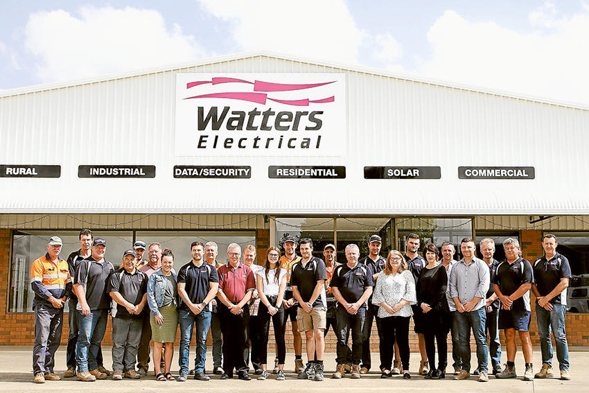 NEW HOME FOR WATTERS… From left, Watters labourer, Brian Macbain, service manager, Wayne Ford, PSM manager, Dean Hall, Shepparton general manager, Nick Lucarelli, electrician, Reece Stannard, business owner, Robin Knaggs, accounts payable, Courtney Powles, solar manager, Brandon Cooper, storeman, Richard Edwards, financial controller, Robin Stone, HR administrator, Kate Kroon, accounts payable, Maddie Johnston, electrician, Andrew Riordan, project manager, Cameron Shields, labourer, Andrew Tate, industrial manager, Steve Finnen, estimator, Justin Phillips, accounts receivable, Heather McDonald, project manager, Matt Quinlan, chief financial officer, Mandy Marks, general manager, Peter Copley, construction manager, Beau Ash, project manager, David Symes, civil manager, Kevin Beanham and data manager, Steve Poustie. Photo: David Lee.