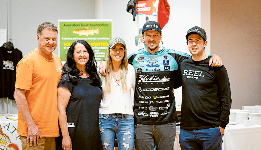 LEARNING FROM FISHING GURUS… From left, Trelly’s Fishing and Hunting World Shepparton owners, Steven and Mary Threlfall, angler, Kayla Palanuik, professional fisher and guest speaker, Carl Jocumsen and Trelly’s team member, Ross Threlfall. Photo: Supplied.