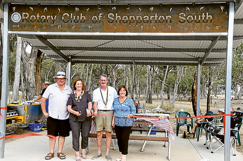 A COMMUNITY EFFORT… From left, Rotary Club of Shepparton South rotarian, Brian Pethybridge, Greater Shepparton City Council Deputy Mayor, Cr Shelley Sutton, The Rotary Club of Shepparton South president, Graham Royden and Friends of the Botanical Gardens member, Jenny Houlihan. Photo: Supplied.