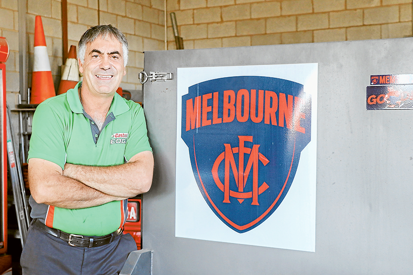 CARN THE DEMONS… Melbourne Football Club fanatic, Joe Di Conza is excited to be welcoming the team to the region for the big game at Deakin Reserve this weekend. Photo: Katelyn Morse.