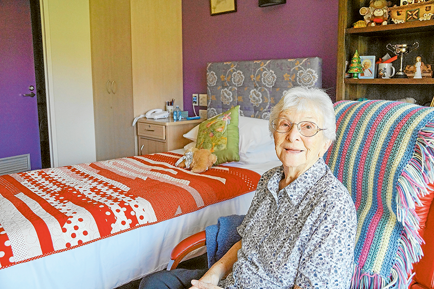 NO PLACE LIKE HOME… Maculata Place resident, Helen Bertram enjoys her special new room at the new, $34M Shepparton Villages’ facility. Photo: Supplied. 