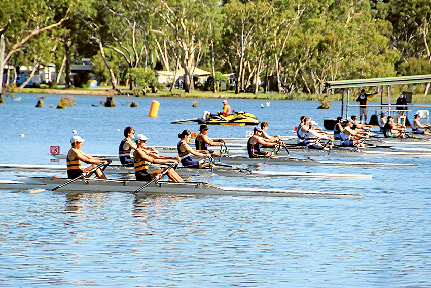 TOUGH COMPETITION… The Nagambie Rowing Regatta was a big success at the weekend, with a strong crowd of 2,500 attending to watch 1,500 athletes battle it out on Lake Nagambie. Photo: Supplied.