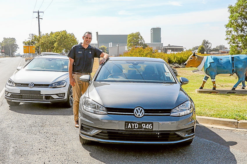 ICONIC EXPERIENCE… Darryl Twitt Motors sales consultant, Scott Mutimer is excited to be bringing the new range of Volkswagon Golf to Greater Shepparton. Photo: Katelyn Morse. 