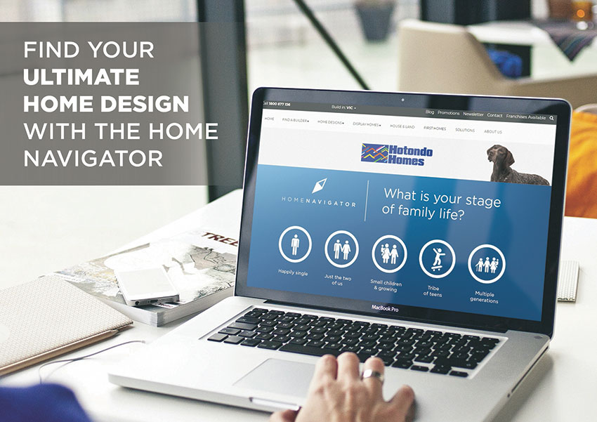 DREAM DESIGNS ONLINE… Hotondo Homes’ highly handy Home Navigator is a popular online tool designed to help navigate options for your new home. Photo: Supplied.