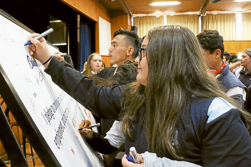 LOOKING TO THE FUTURE… Shepparton High School year 10 student, Aleyna Aylin was among 80 students to sign the 2019 Beacon Program charter and take the pledge to take steps to achieve her future dreams. Photo: Katelyn Morse.