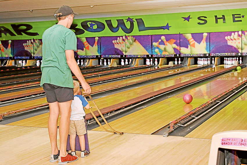 STAY MOTIVATED… With the cold weather settling in it can be easy to lose motivation to stay fit, but there are a range of activities you can do that can keep you motivated, including bowling, just like Dylan Beavis and Miller Smith, 3. Photo: David Lee.