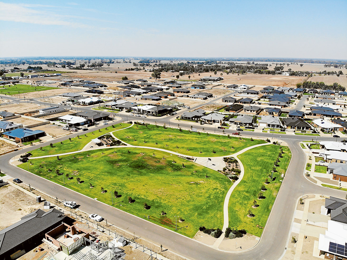 HEALTHY PROPERTY MARKET GROWTH… The latest statistics on the local property market are showing healthy growth such as the booming Kialla Lakes Estate pictured in this aerial photo. Photo: Katelyn Morse.
