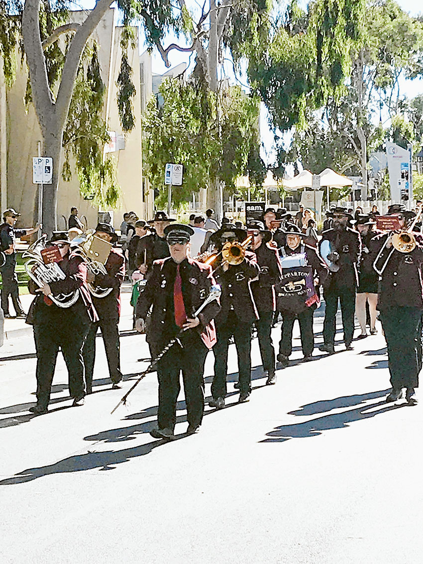 MARCHING FOR OUR HEROES OF WAR… The march down Welsford Street on ANZAC Day. Photo: Geoff Adams.