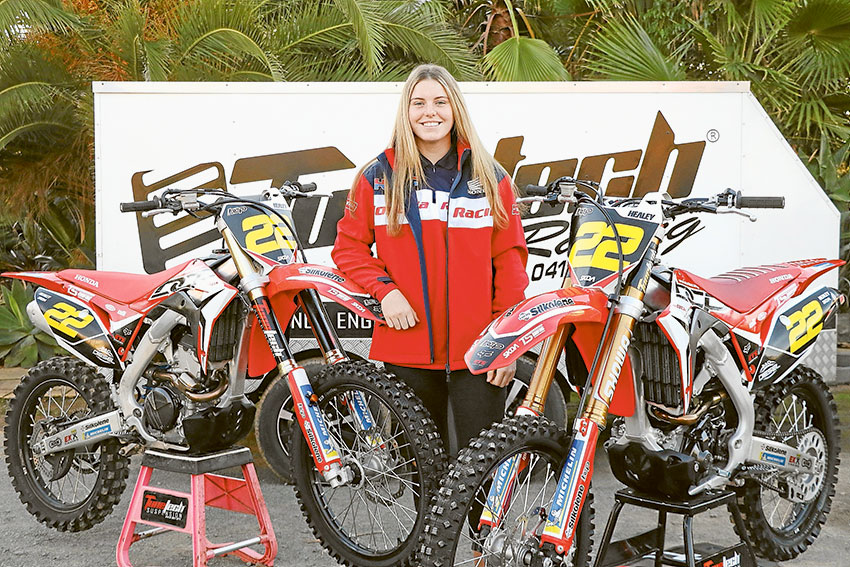 RACING TO THE TOP… Local motocross champion, Madi Healy has already made a name for herself on the track across the country, but she will be taking her racing to the next level after scoring a sponsorship deal with Honda, where she will be mentored by motocross big name, Leigh Hogan. Photo: Katelyn Morse.