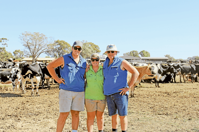 ED---On-farm-connections MORE EFFICIENT FARMING… Farmers, Paul Mundy with his children, Rupert and Georgia. Photo: Supplied.
