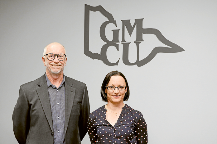 SUPPORTIVE BANKING SPECIALISTS… Experts in customer service, GMCU board chair, Geoff Cobbledick and CEO, Melissa Ralph are encouraging members to attend a forthcoming annual general meeting. Photo: Katelyn Morse.