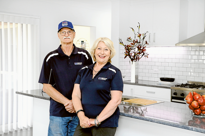 OWN LITTLE SANCTUARY… From left, Hotondo Homes Shepparton co-owners, Colin and Sue Mintern at the Sanctuary Drive display home. Photo: Katelyn Morse.