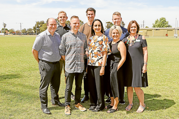 PROUD HOSTS… From left, Shepparton Show Me chair, Simon Quattrocchi, Shepparton Show Me committee member, Chris Reisner, Red Hill Entertainment co-director, Aiden McLaren, Red Hill Entertainment co-director, Jadden Comerford, Greater Shepparton City Council Deputy Mayor, Cr Seema Abdullah, Red Hill Entertainment event operations manager, Kat Coppins, Red Hill Entertainment co-director, Brett McLaren and Shepparton Show Me council representative, Shelley Sutton are excited to put Shepparton on the musical map. Photo: Katelyn Morse.