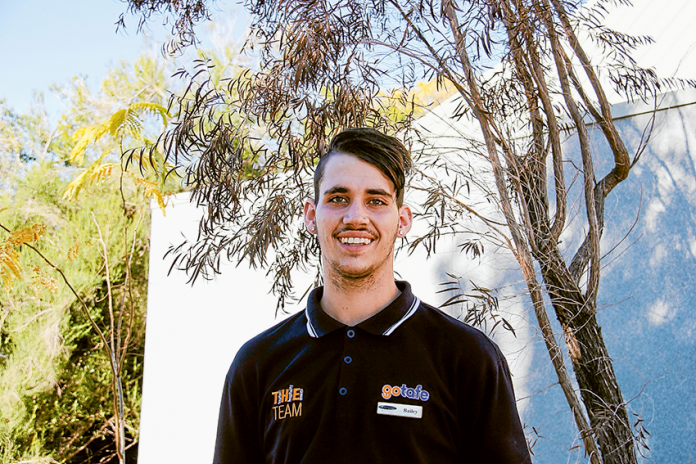 ADV---GOTAFE-Change-of-Preference REACHING FULL POTENTIAL… The future looks bright for GOTAFE student Bailey Cooper, who changed his preference from carpentry to hospitality. Photo: Supplied.