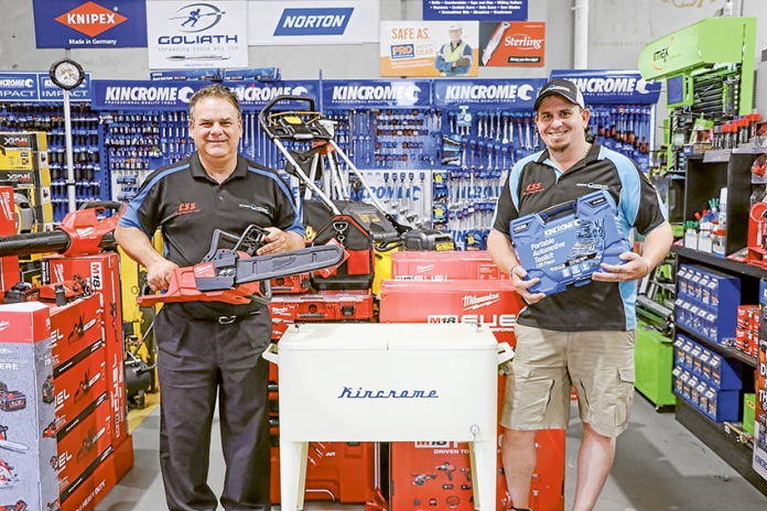 ADV---Ultimate-Fasteners LET THE TEAM HELP YOU OUT THIS CHRISTMAS… From left, Ultimate Fasteners sales team members, Tony Andronaco and Simon Decker are ready to assist with Christmas. Photo: Katelyn Morse.