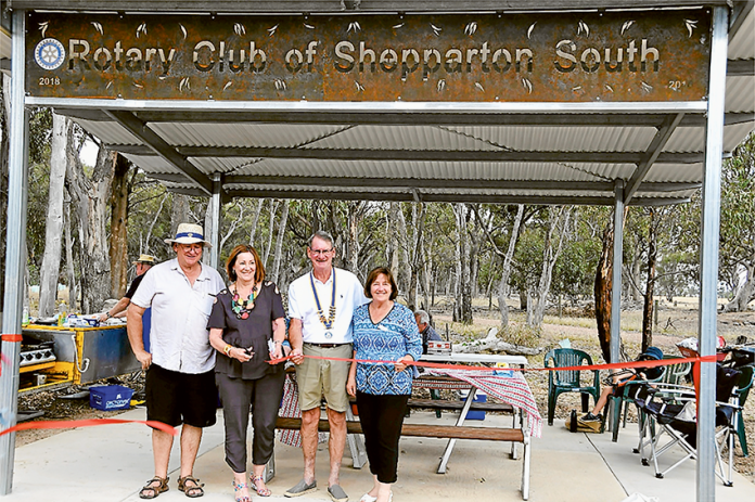 A COMMUNITY EFFORT… From left, Rotary Club of Shepparton South rotarian, Brian Pethybridge, Greater Shepparton City Council Deputy Mayor, Cr Shelley Sutton, The Rotary Club of Shepparton South president, Graham Royden and Friends of the Botanical Gardens member, Jenny Houlihan. Photo: Supplied.