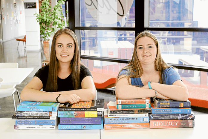 STUDENTS EAGER TO START… From left, Wanganui Park Secondary College VCE graduate, Vice Chancellors Access Scholarship recipient and 2019 bachelor of business (accounting) student at La Trobe University, Alannah Patafio and Mooroopna Secondary College VCE graduate, Vice Chancellors Access Scholarship recipient and 2019 bachelor of educational studies student at La Trobe University, Courtney Taylor are two of the new intake of students at La Trobe University’s Shepparton Campus. Photo: Supplied.