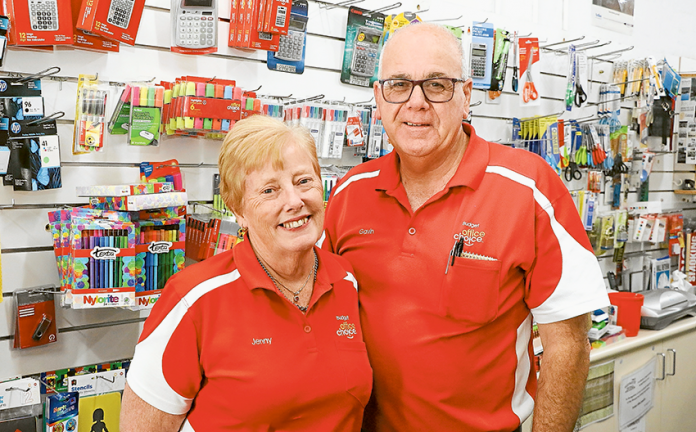 ADV---Budget-Office-Choice EXPERT SERVICE… From left, Budget Office Choice business owners Jenny and Gavin Doherty provide exceptional customer service. Photo: Katelyn Morse.