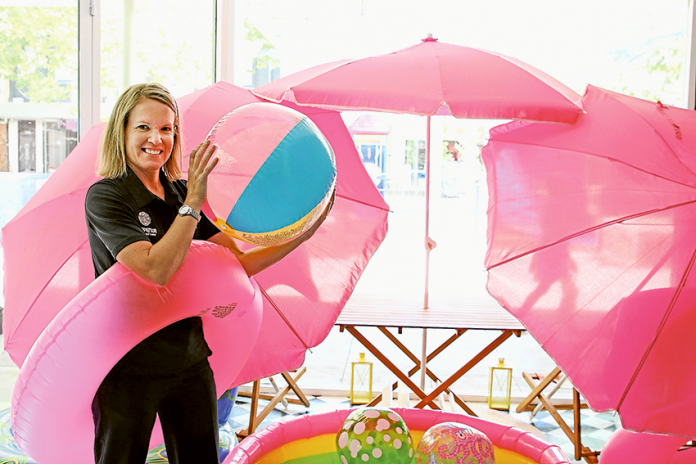 ED---Council-beach-shop VISUAL MARKETING… Greater Shepparton City Council Place Manager, Bonnie McIntosh inside the shop that has been decked out in a summer theme to help promote the Summer City Market this Friday and Saturday. Photo: David Lee.