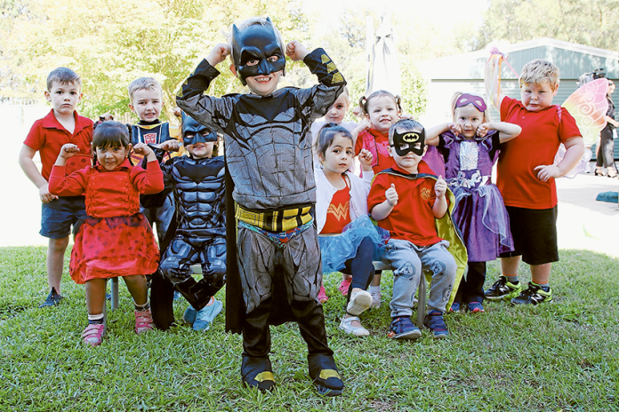 TWO DAYS OF FUN… From left (back), Isabel Pearce Kindergarten children, Hunter Evener, Mason Clarke, Chelsea Guiney, Hailee Brereton, Ruby Lloyd and Tatum Bacon. (Front), Jasminder Castle-Singh, Valentina Shaholi, Xavier Wynn, Eva Nicolaci and Tanner Burns. Photo: David Lee.
