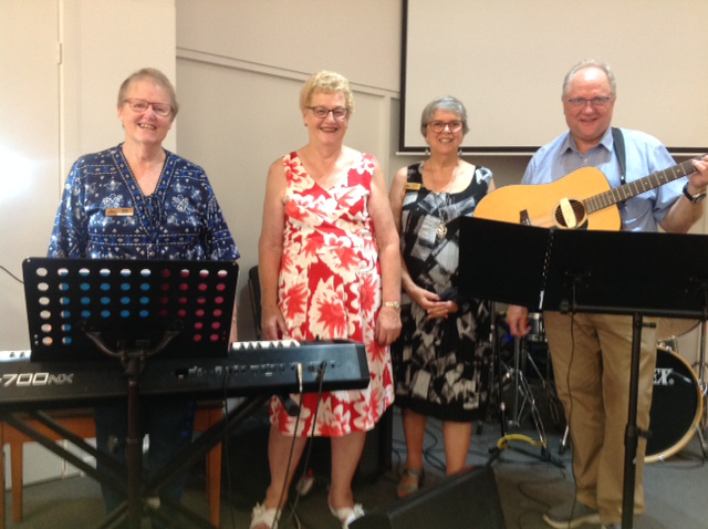 GET READY TO SING… From left, Sing Australia Shepparton new accompanist, Dot Amery, group leader, Meryl Fitzgerald, new conductor, Robyn Leembruggen and new guitarist, Neville Noller are ready to lead Sing Australia for 2019. Photo: Supplied.