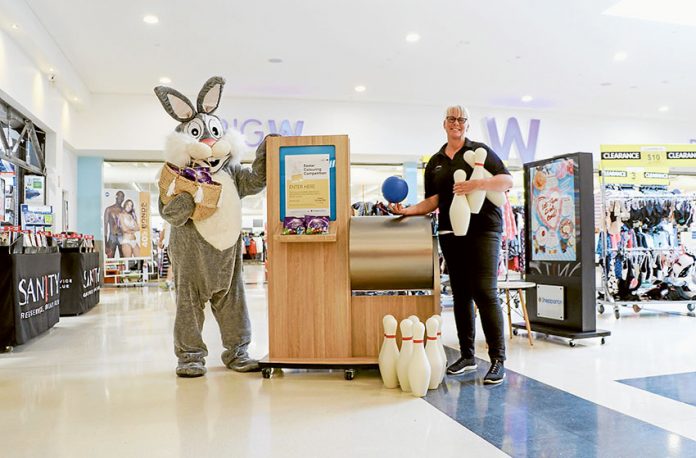 EGGCELLENT ENTERTAINMENT… This school holidays, Shepparton Marketplace will be bouncing with activity, thanks to the Easter Bunny and Enchanted Rainbow member, Shelley Davis. Photo: Ash Beks.