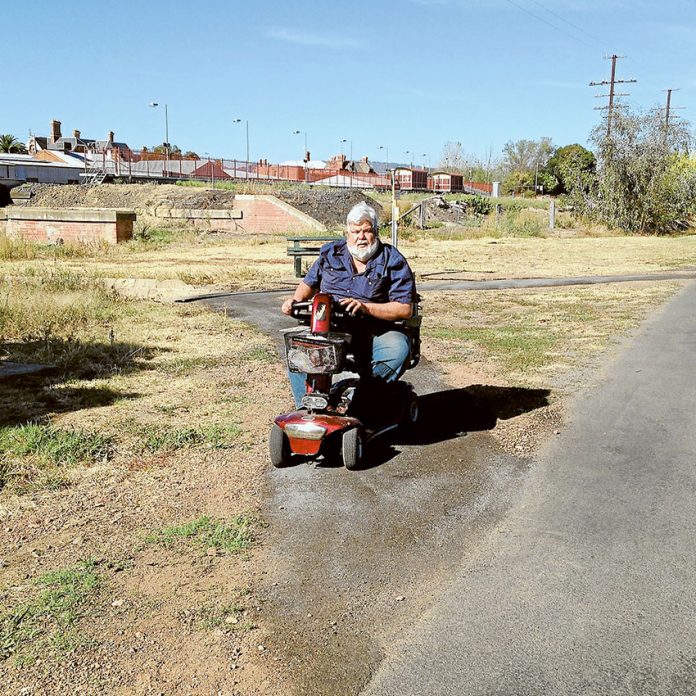 POSITIVE OUTCOME FOR ALL… Euroa man, James Carter is pleased that the Strathbogie Shire Council’s Access and Disability Advisory Committee has helped to upgrade the railway underpass to make it more accessible. Photo: Supplied.
