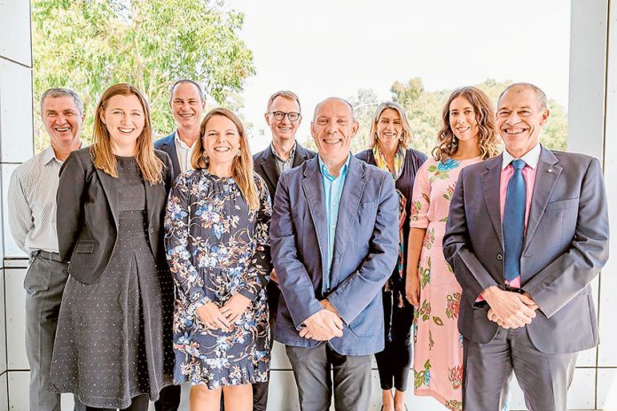 ED---SAM-Ltd-Board MEET THE BOARD… From left, SAM Limited Board members, Peter Harriott, Jo Gartner, Chris Teitzel, Naomi Ryan, Drew Pettifer, John Head, Jeannie Furphy, Kimberley Moulton, and Stephen Merrylees. Photo: Supplied.