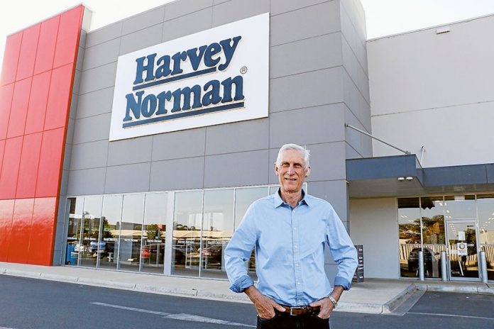 ALL FOR LOCAL BUSINESS… Shepparton Chamber of Commerce and Industry president, John Anderson out the front of Harvey Norman Shepparton, who has just come on board as a new sponsor for the 2019 White King-Pental 95.3 Triple M Business Awards. Photo: Katelyn Morse.