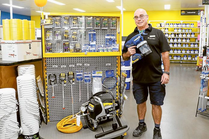 HNL---Shepparton-Paint-Place MORE THAN JUST PAINT… Shepparton Paint Place manager, Paddy Kyne is proud to present their huge range of Graco paint spray equipment and accessories. Photo: Katelyn Morse.