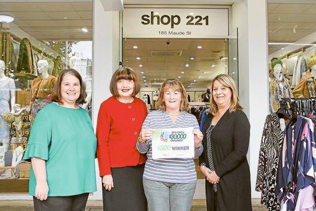 SHOP 221&hellip; From left, GMCU branch supervisor, Rhyll Hicks, Shop 221 customer service, Vicki de Quilettes, 2019 GMCU $30,000 Giveaway $500 consolation prize winner, Cheryl Scott and The Adviser advertising manager, Melanie Spencer. Photo: David Lee.