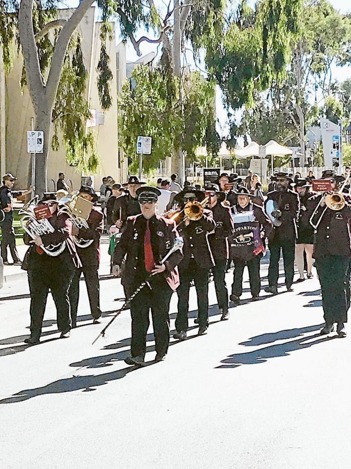 MARCHING FOR OUR HEROES OF WAR… The march down Welsford Street on ANZAC Day. Photo: Geoff Adams.