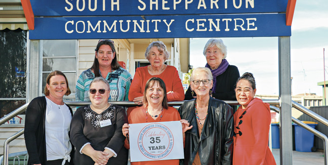 ADV---Shepp-Community-Centre-1 35 YEAR BIRTHDAY CELEBRATION... 65 people attended the 35th birthday celebration of South Shepparton Community Centre last week. From top left: Bernadette Bradd, Mheganne Lumsden, Pat Moran. From bottom left: Katrina Cavallaro, Gail Tulloch, Dawn Taylor, Diane Cook, Marcela Estiler. Photo: Melanie Spencer
