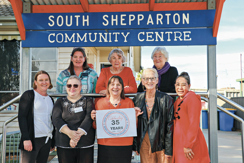 35 YEAR BIRTHDAY CELEBRATION... 65 people attended the 35th birthday celebration of South Shepparton Community Centre last week. From top left: Bernadette Bradd, Mheganne Lumsden, Pat Moran. From bottom left: Katrina Cavallaro, Gail Tulloch, Dawn Taylor, Diane Cook, Marcela Estiler. Photo: Melanie Spencer