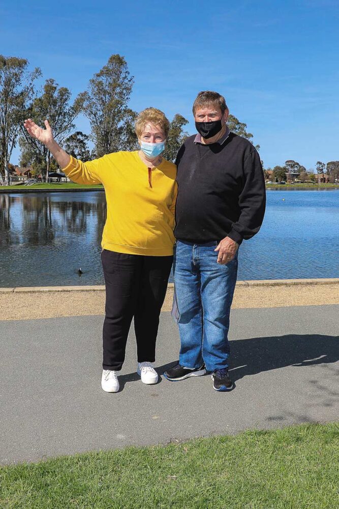 FUN IN THE SUN…Denise and Nole making the most of a beautiful day taking care of their heart health. Photo: Stephanie Holliday