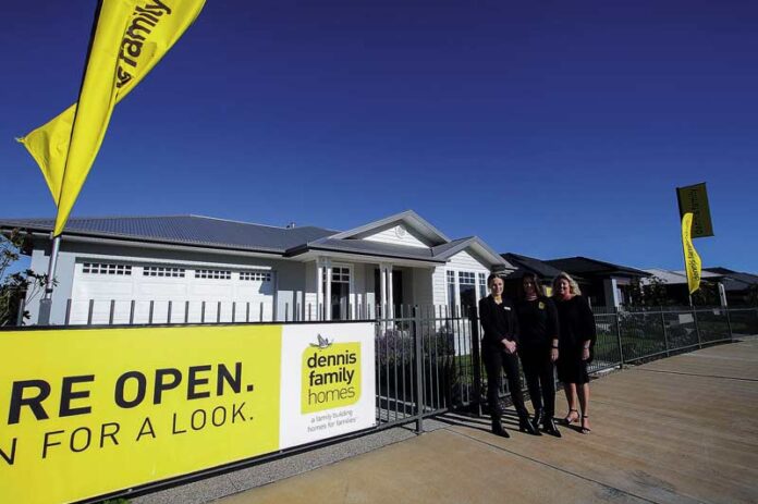 DREAM HOMES ON DISPLAY... Dennis Family Home sales consultants, Brooke Gribben, Elysia Fallon and Jackie Taplin know you will love what’s on offer at Seven Creeks Estate. Photo: Kelly Lucas.