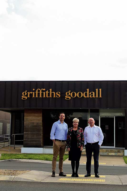 CLIENT-CENTRIC SERVICE... PSC Griffiths Goodall team leaders, Nathan Findlay, Jo Foster and David Ryan. Photo: Kelly Lucas.