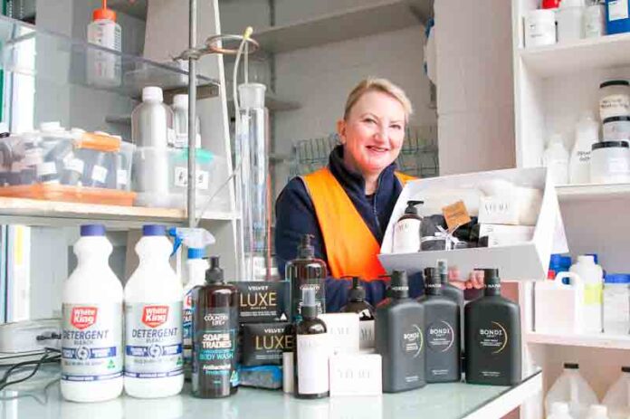DIVERSIFYING MARKET CHANNELS... Over the past 12 months Pental has become Australia’s 2nd largest corporate hamper business - “Hampers with Bite.” Pictured, Pental quality insurance officer Sue Gwynn. Photo: Kelly Carmody
