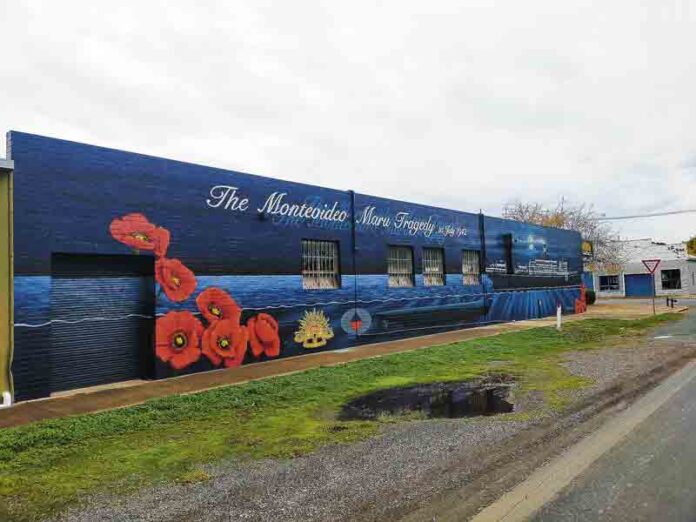 ED-STANHOPEMURAL_29111 PAYING TRIBUTE... This mural pays tribute to the people who died as part of the sinking of the Montevideo Maru. Photo: Kelly Carmody