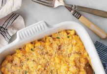 Cauliflower bacon ‘mac’ and cheese